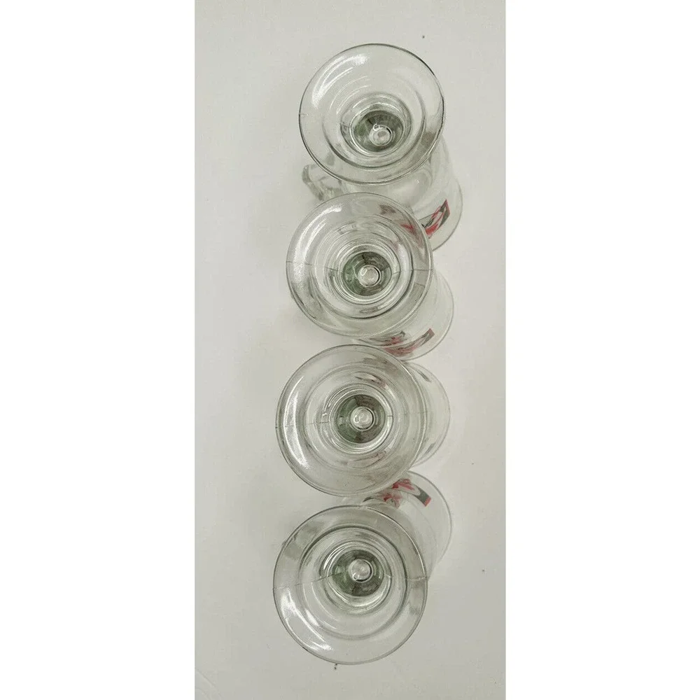 Christmas Mugs Set 4 HOMCO Boxed Clear Glass Footed‎ Candy Cane 8770-BD USA Made